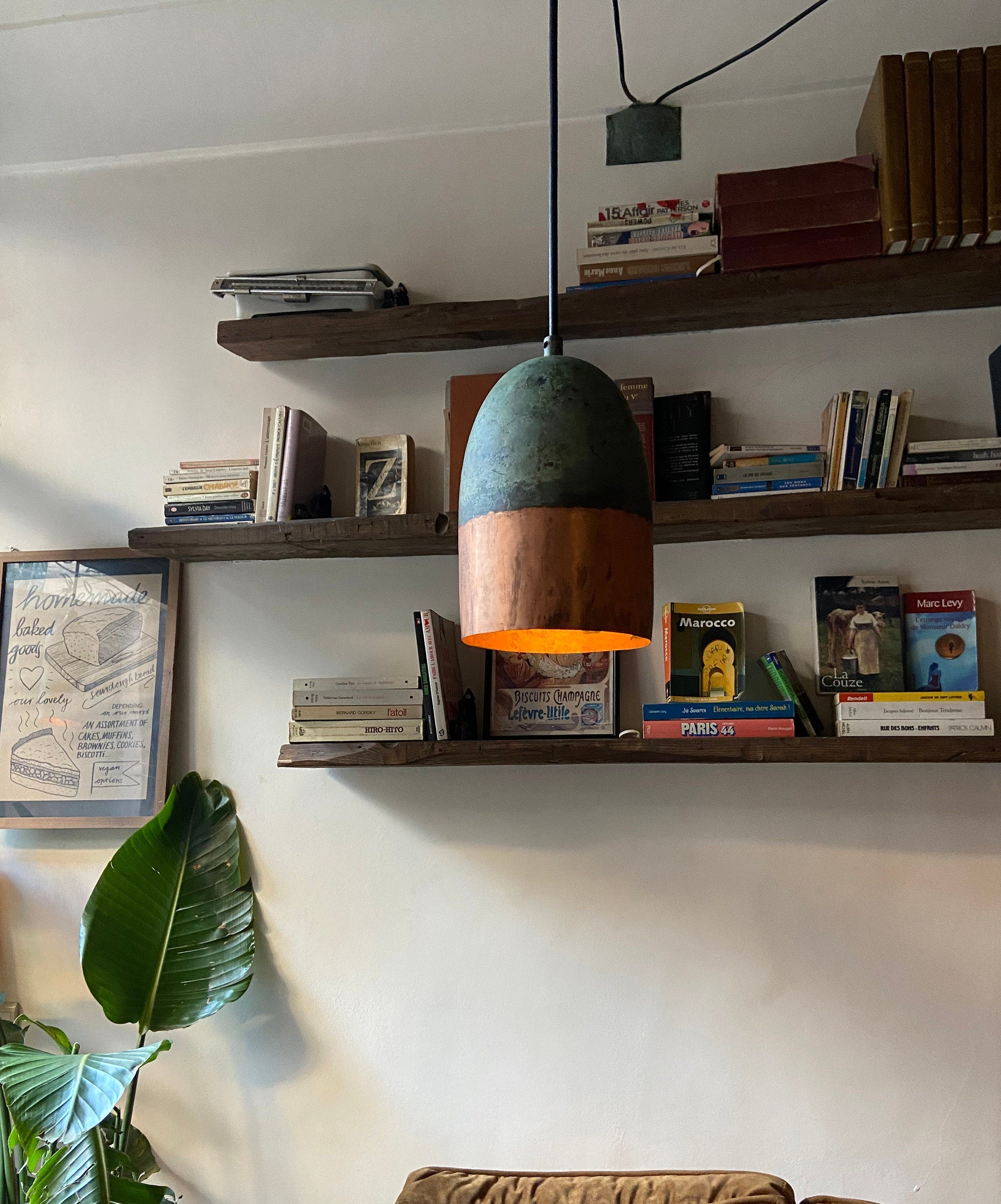 Small Rustic Copper Pendant Light