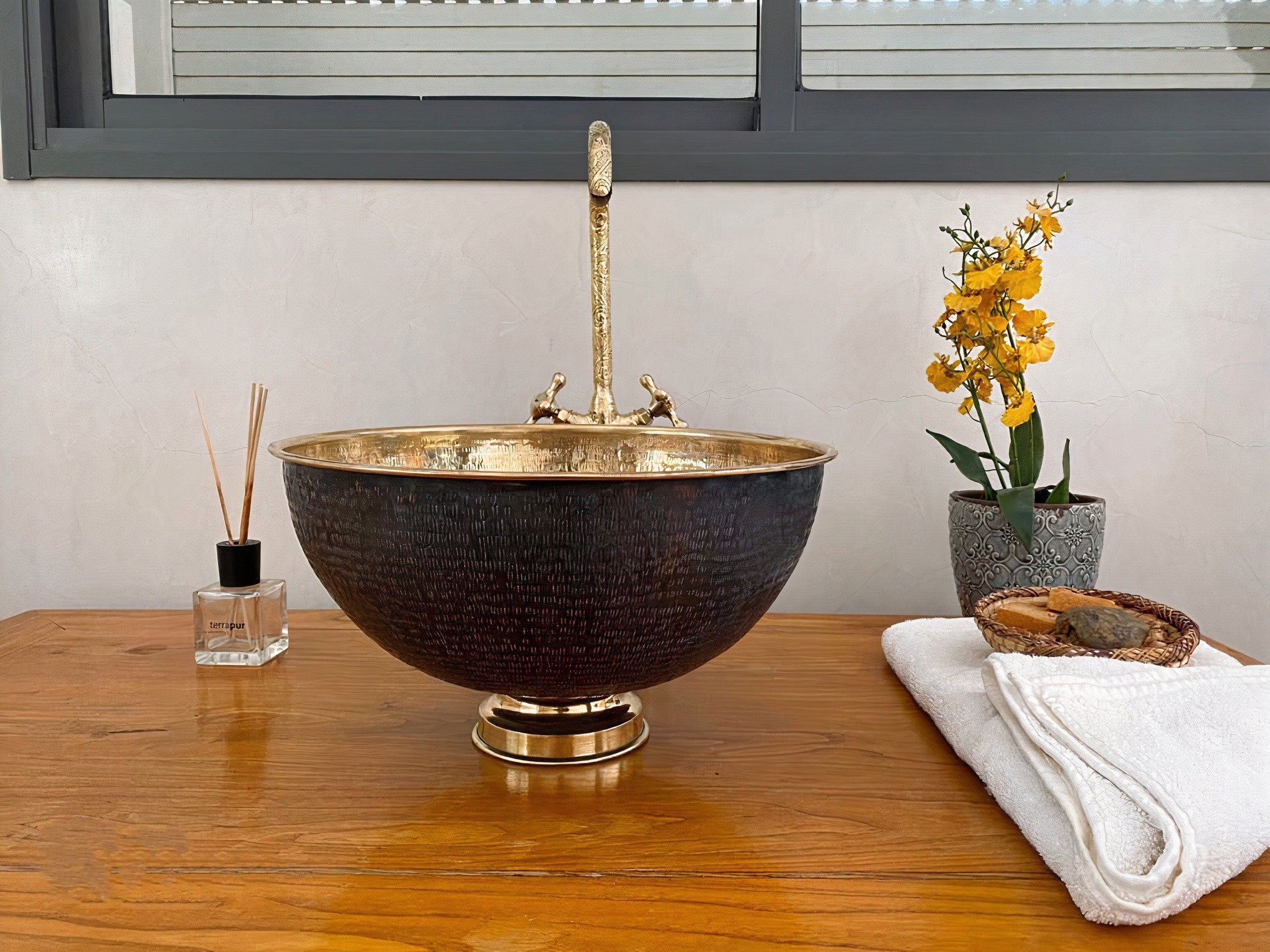 Hammered Brass Vessel Sink