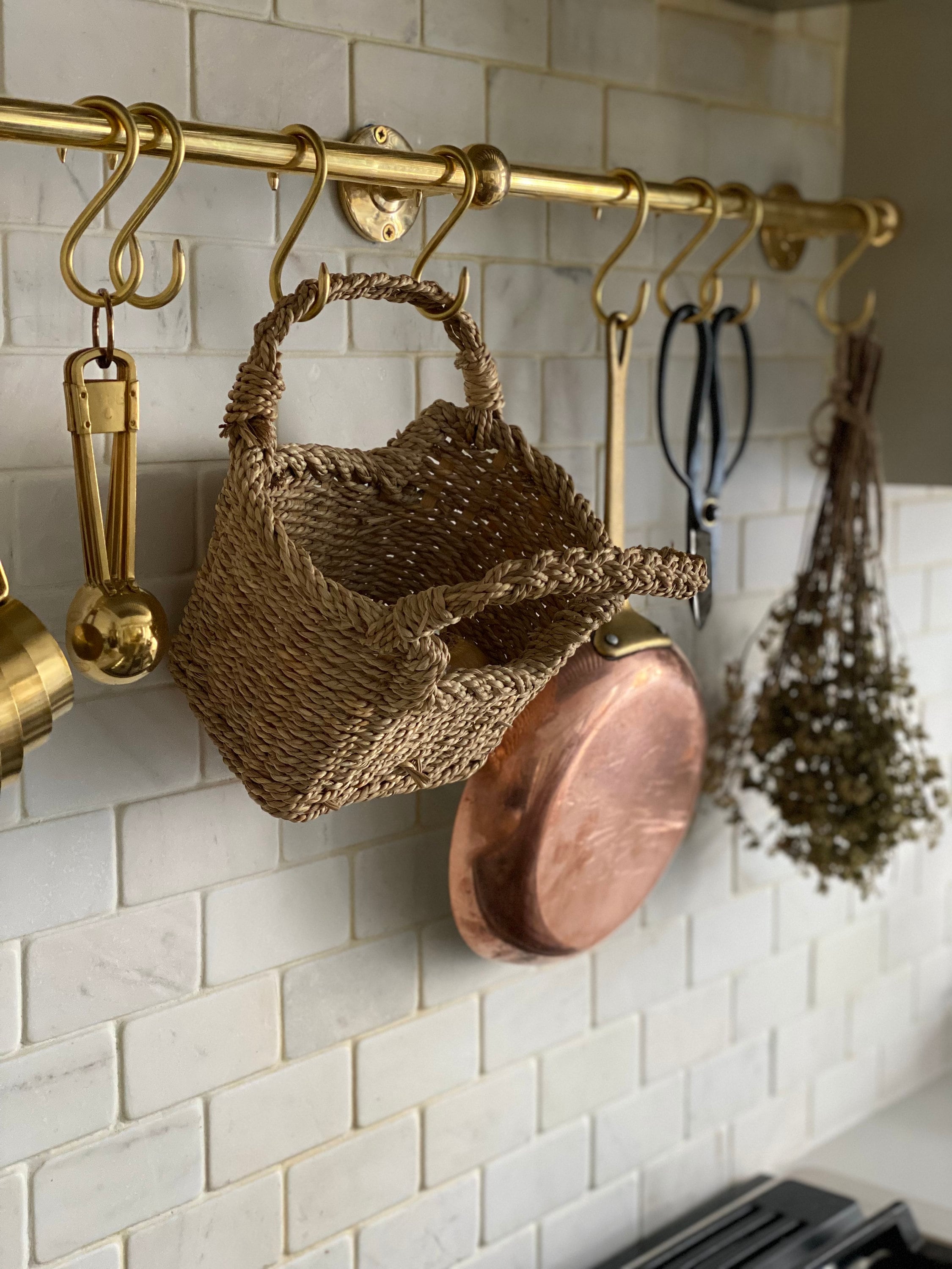 Unlacquered Brass Pot Rack
