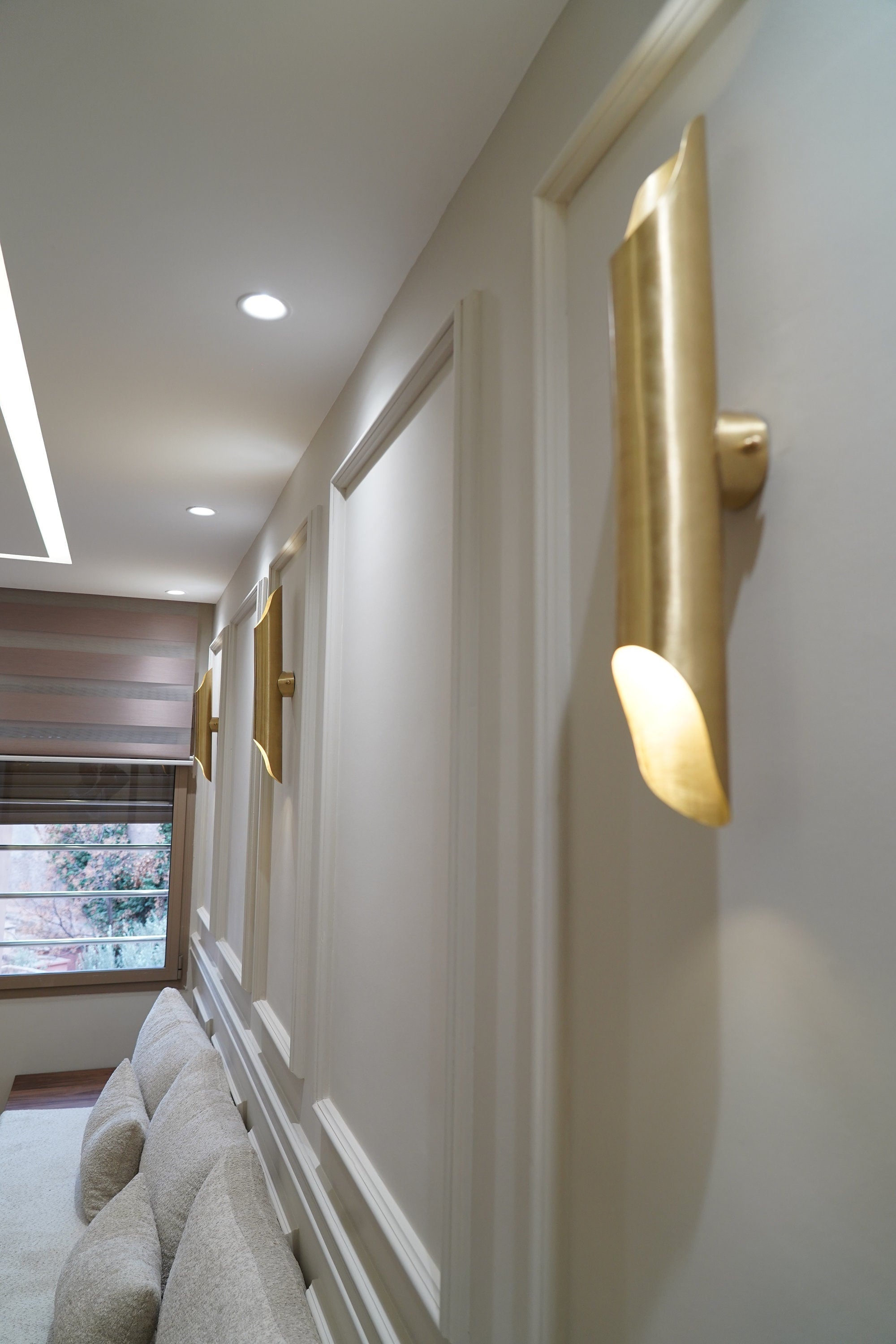 Luxurious Solid Brass Double Wall Light Fixture – Brass Sconce Lights