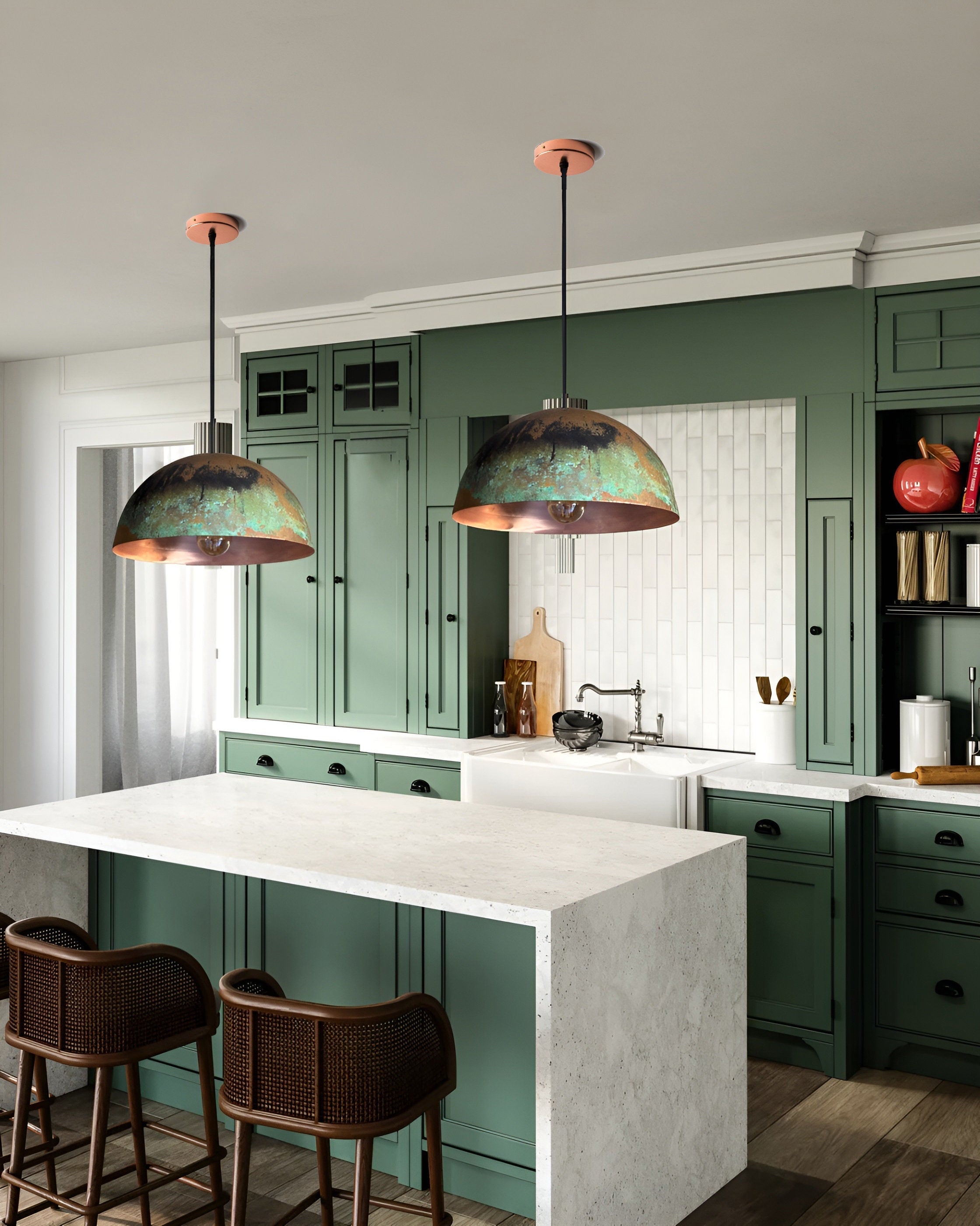Handcrafted Copper Island Kitchen Lighting – Copper Dome Pendant Light Fixture