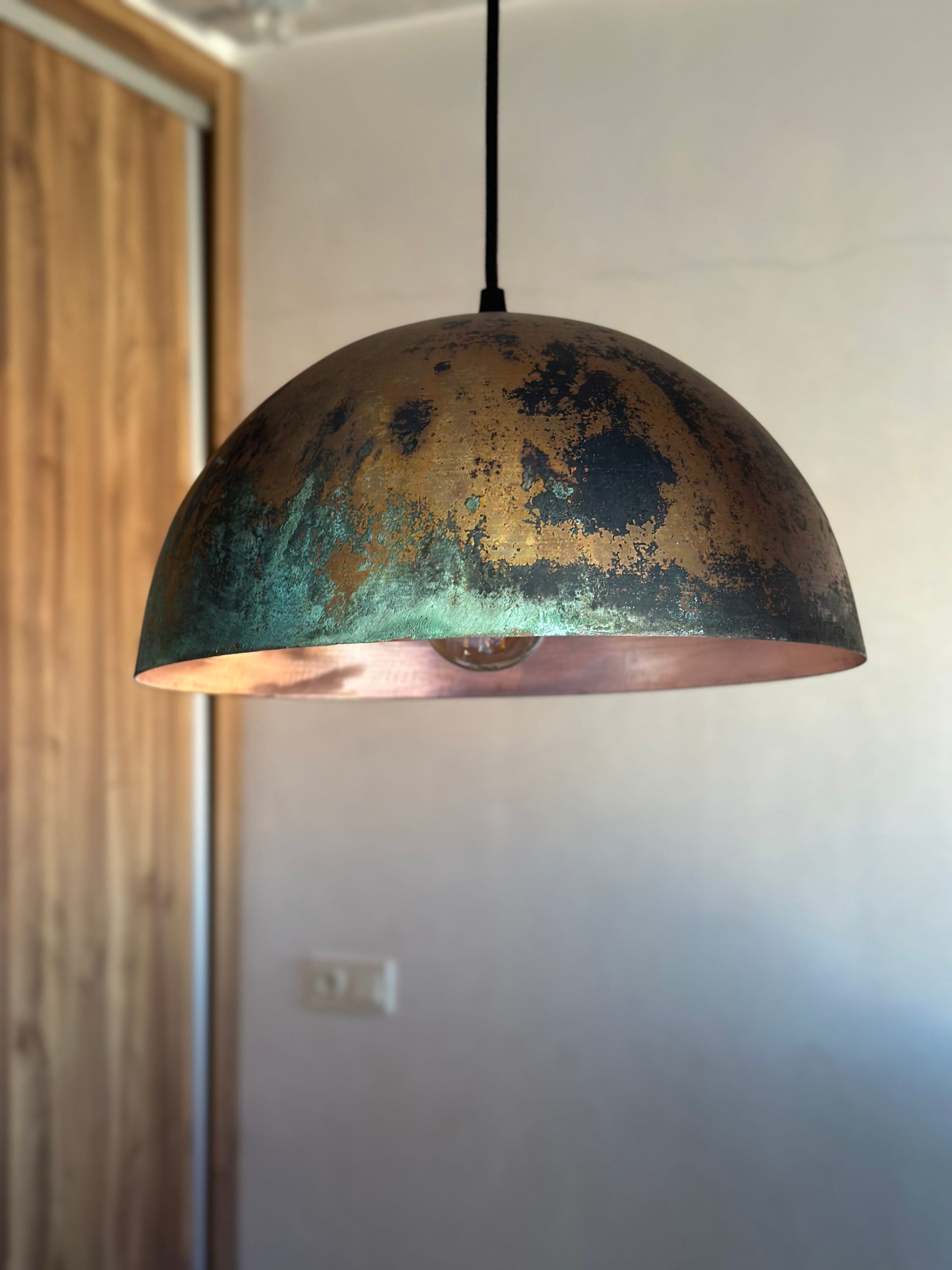 Handcrafted Copper Island Kitchen Lighting – Copper Dome Pendant Light Fixture