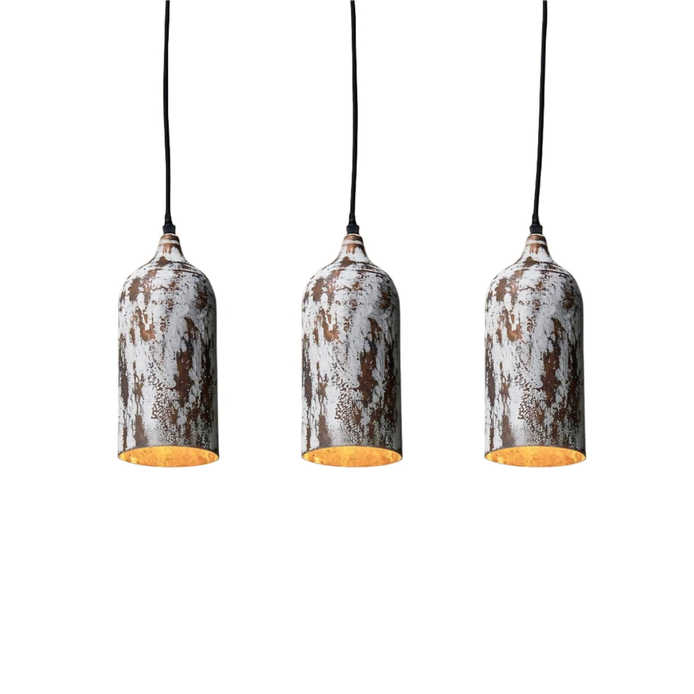 Set of 3 Copper Pendant Lights – Rustic Kitchen Island Lighting