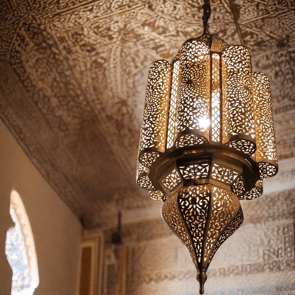 Handcrafted Moroccan Brass Ceiling Fixture