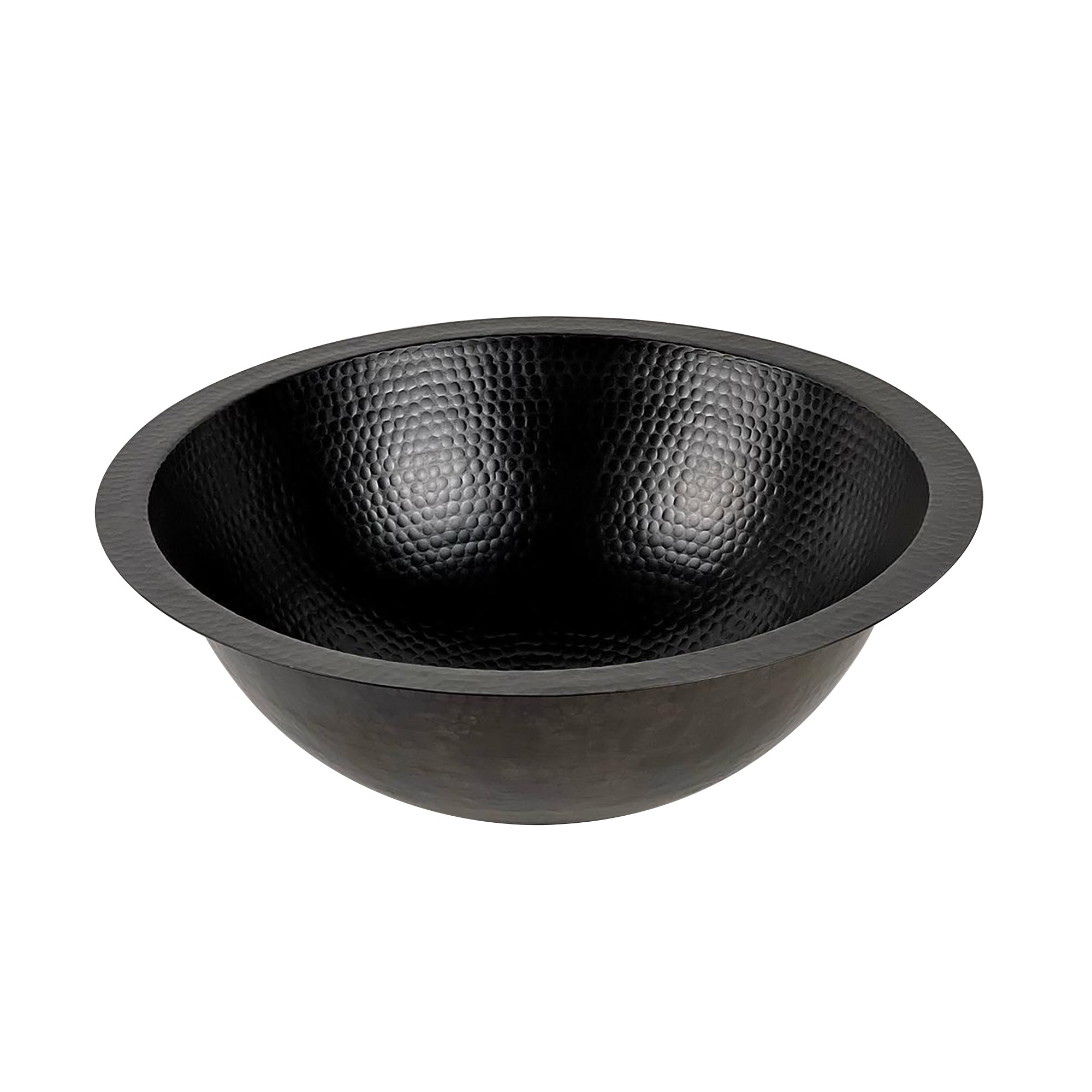 Black Hammered Copper Drop-in Sink – Elegant Round Vessel Sink for Bathroom